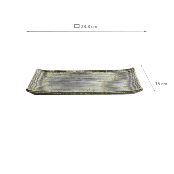 Sushi Plate Mino Craft Green, Porcelain, 23.8 × 15 cm, Item No. 16309