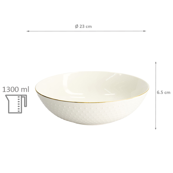 TDS, Bowl, Nippon White, Stars, Ø 23 x 6.5 cm 1300 ml- Item No. 16454