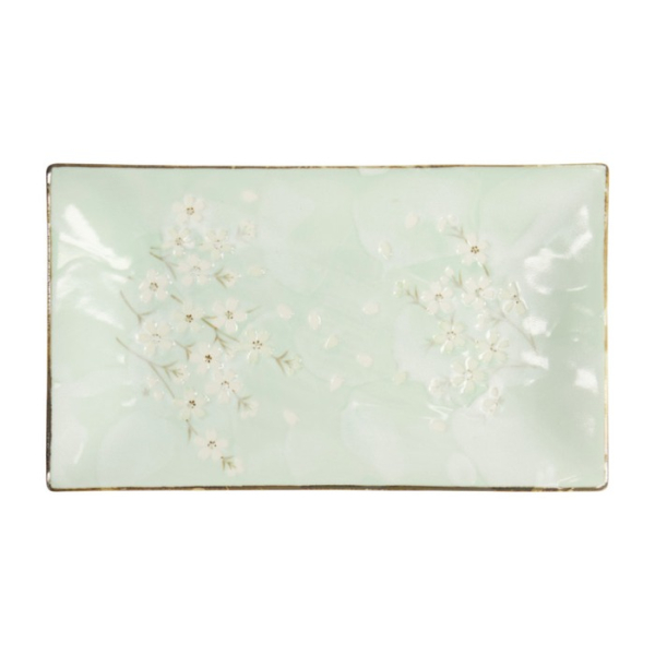 Servierplatte Green Cosmos, Steinzeug, 33,2 × 19,3 × 2,2 cm, Art.-Nr. 16508