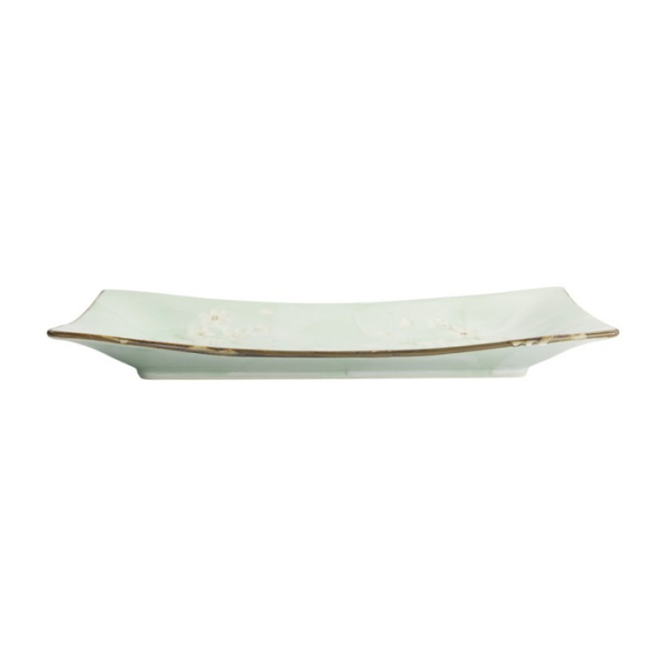 Servierplatte Green Cosmos, Steinzeug, 33,2 × 19,3 × 2,2 cm, Art.-Nr. 16508