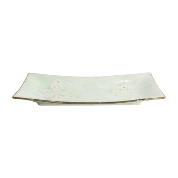 Servierplatte Green Cosmos, Steinzeug, 33,2 × 19,3 × 2,2 cm, Art.-Nr. 16508