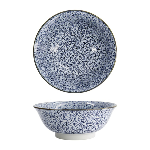 Ramen Bowl Hana Blue Mixed Bowls Momiji Maple, Porcelain, 1.2 l