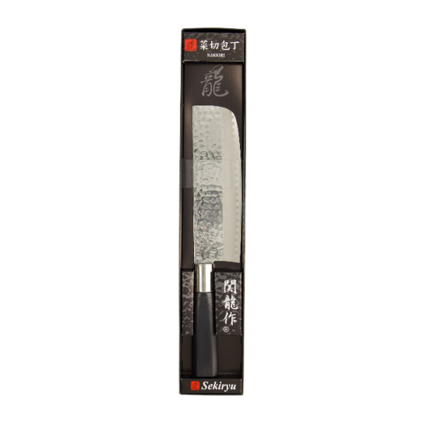 Nakiri Knife (vegetable knife) Sekiryu, Stainless steel, Hammered finish, blade 16.5 cm, handle in ABS plastic, Item No. 16601