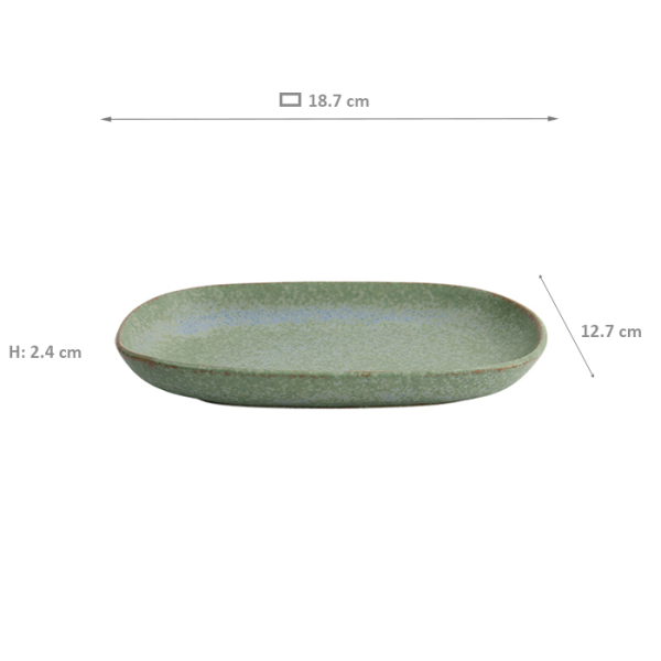 Sushi-Platte Vert Sauge Grün, Steinzeug, 19 × 13 cm, Art.-Nr. 16658