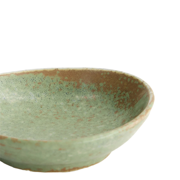 Oval Sauce Dish Vert Sauge Green, Stoneware, 8.3 × 2.3 cm, Item No. 16662
