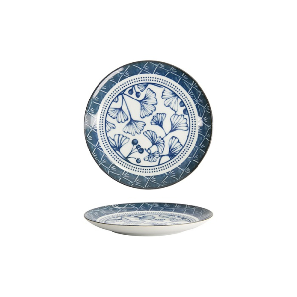 Plate Flora Japonica Gingko Blue, White, Porcelain, &Oslash; 16 cm