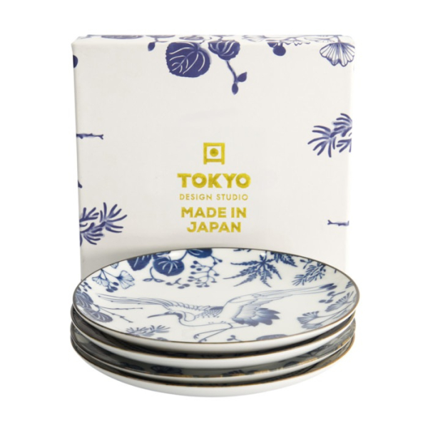 Teller-Set Flora Japonica Blau/Wei&szlig; in Geschenkbox, 4-tlg., Porzellan, &Oslash; 16 cm