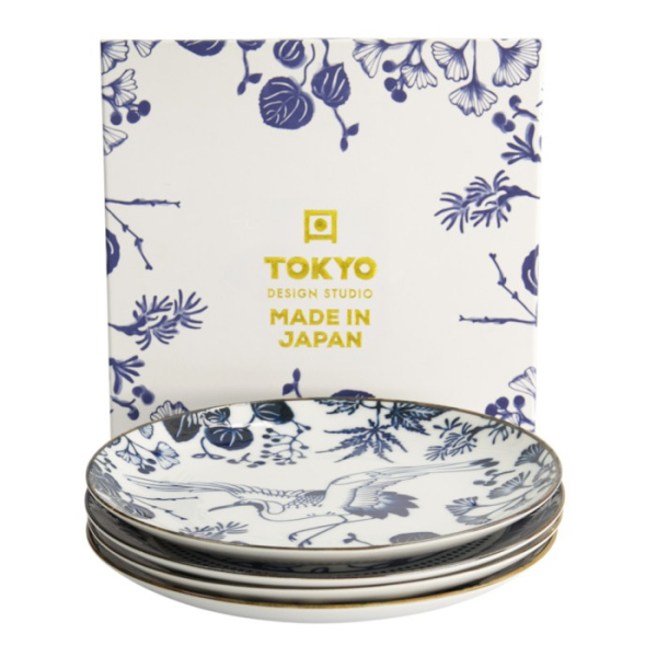 Plate Set Flora Japonica Blue, White in a gift box, 4pcs, Porcelain, &Oslash; 20.6 cm