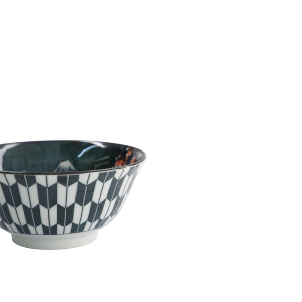 Rice Bowl Asakusa Kabuki White, Red, Black, Porcelain, Ø 14.8 cm, 550 ml, Item No. 16856