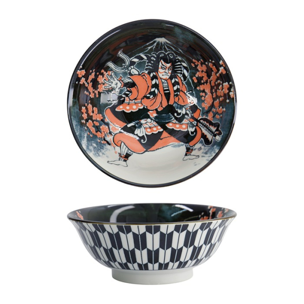 Ramenschale Asakusa Kabuki Wei&szlig;/Rot/Schwarz, Porzellan, &Oslash; 20,5 cm, 1,25 L