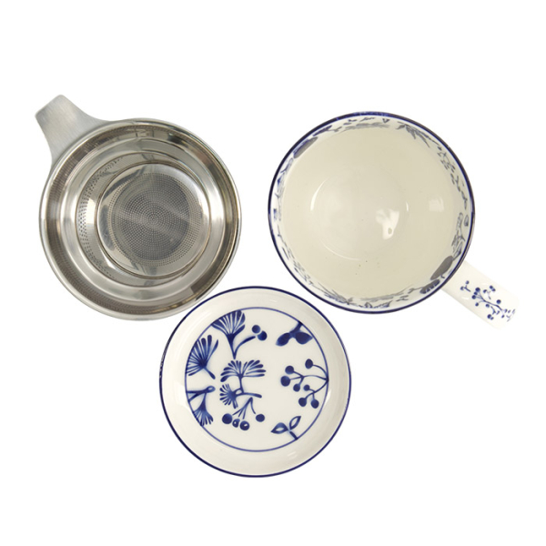 TDS, Tassen-Geschenkset, Flora Japonica, Ginkgo, mit Teesieb und Teespitze, 380 ml - Art Nr: 16976