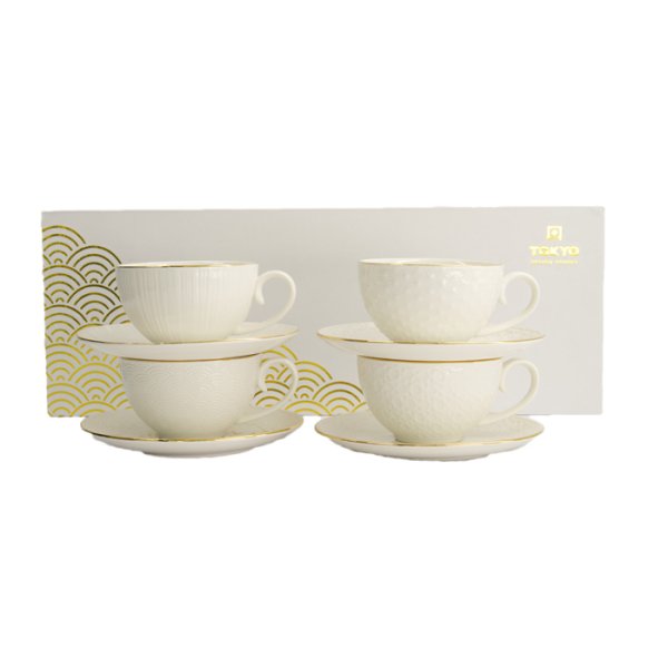 Nippon White 4 Tassen Set mit Untertassen bei Tokyo Design Studio (Bild 13 von 14)