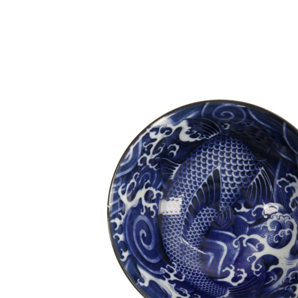 Rice Bowl Japonism Carp Blue, Porcelain, 500 ml, Item No. 17106