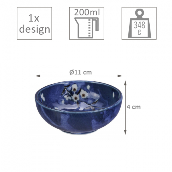 TDS, Bowl, Blue Sakura, Ø 11 cm, Item No. 17308