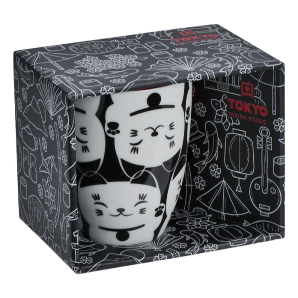 Weiße Katze Kawaii Glückliche Katze (Lucky Cat) Tasse in Geschenkbox bei Tokyo Design Studio (Bild 1 von 3)
