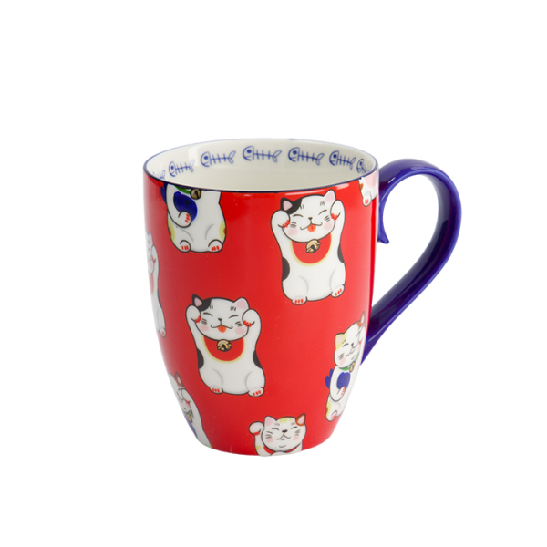 Rot klassische Katze Kawaii Glückliche Katze (Lucky cat) Tasse in Geschenkbox bei Tokyo Design Studio (Bild 3 von 7)