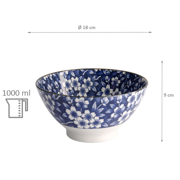 TDS, Ramen-Schale, Tokyo Blue, Mixed Bowls, Sakura, Ø 18 x 9 cm 1000 ml - Art Nr. 17751
