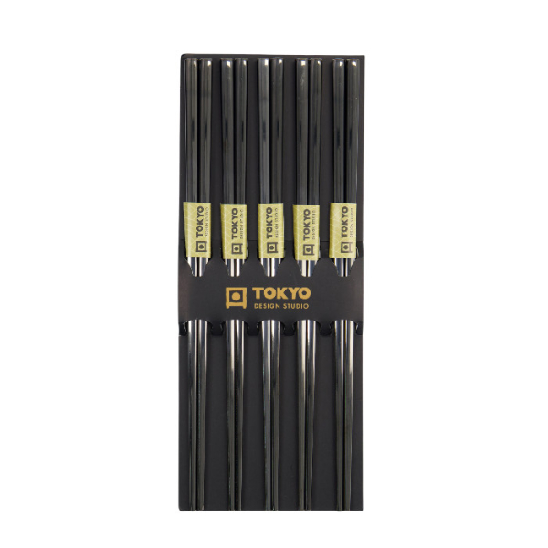 Chopstick Set, Stainless Steel Black, 5 pair, 23 cm, Item No