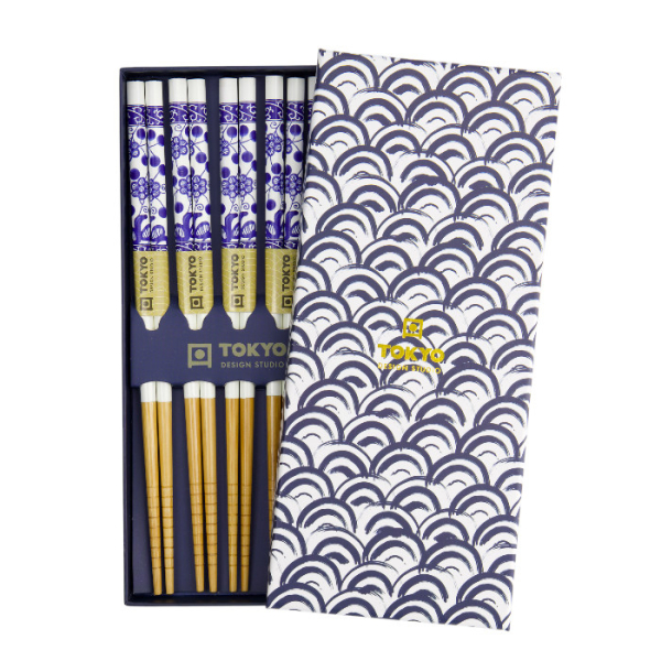 Giftbox Wave Blue Chopstick Set at Tokyo Design Studio