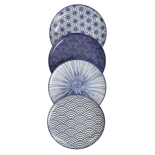 Teller-Set Nippon Blue Blau/Wei&szlig;, 4-tlg., Porzellan, &Oslash; 16 cm