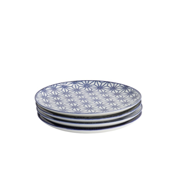 Plate Set Nippon Blue Blue, White, 4pcs, Porcelain, Ø 16 cm, Item No. 17958