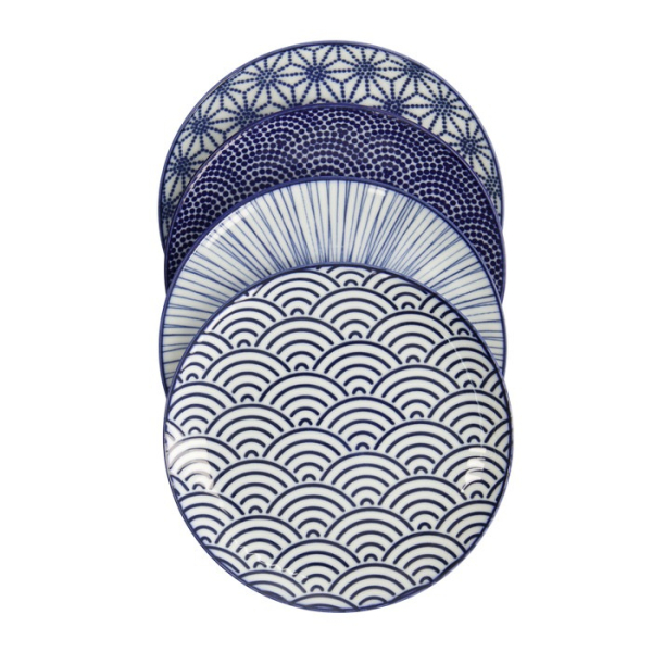 Teller-Set Nippon Blue Blau/Wei&szlig;, 4-tlg., Porzellan, &Oslash; 20,6 cm