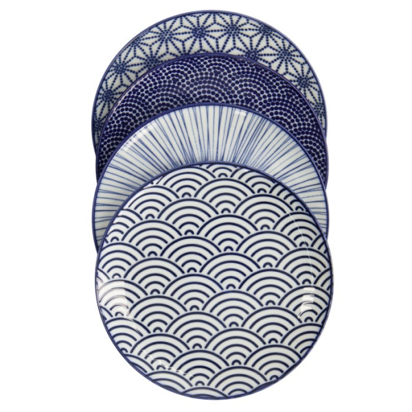 Plate Set Nippon Blue Blue, White, 4pcs, Porcelain, &Oslash; 25.7 cm