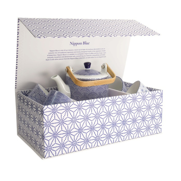 Tee-Set Nippon Blue Blau/Wei&szlig;, 5-tlg., Porzellan, 180 ml