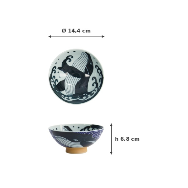 Rice Bowl Kawaii Ohira Whale, Porcelain, 450 ml, Item No. 18328