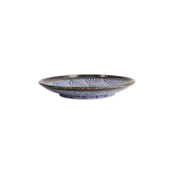 Teller Aisai Seigaiha Blau, Steinzeug, Ø 19,5 cm, Art.-Nr. 18566