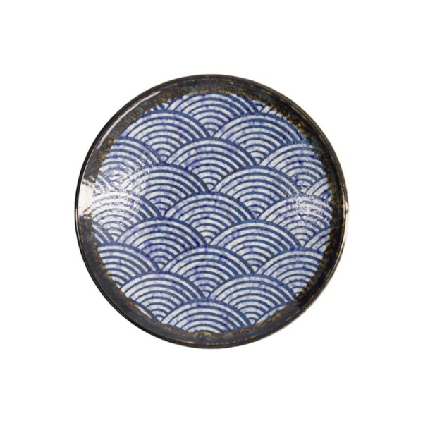 Teller Aisai Seigaiha Blau, Steinzeug, Ø 22,7 cm, Art.-Nr. 18567