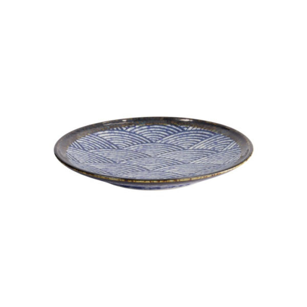 Teller Aisai Seigaiha Blau, Steinzeug, Ø 22,7 cm, Art.-Nr. 18567