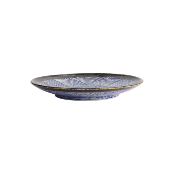 Teller Aisai Seigaiha Blau, Steinzeug, Ø 22,7 cm, Art.-Nr. 18567