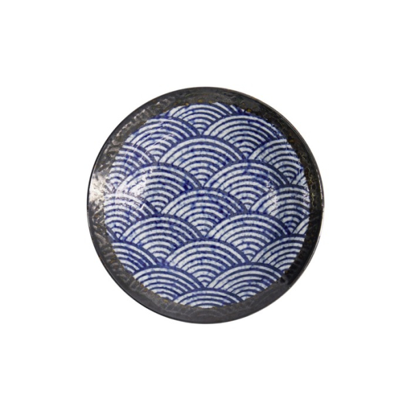 Bowl Aisai Seigaiha Blue, Stoneware, Ø 20.2 cm, Item No. 18578