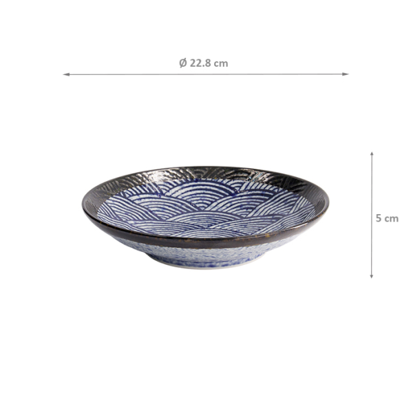 TDS, Plate, Aisai Seigaiha, Ø 22.8 x 5 cm, Item No. 18579