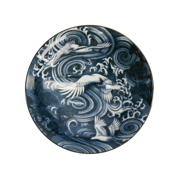 Schale Japonism Crane Dunkelgrau, Porzellan, 25,2 × 7,7 cm, Art.-Nr. 18688
