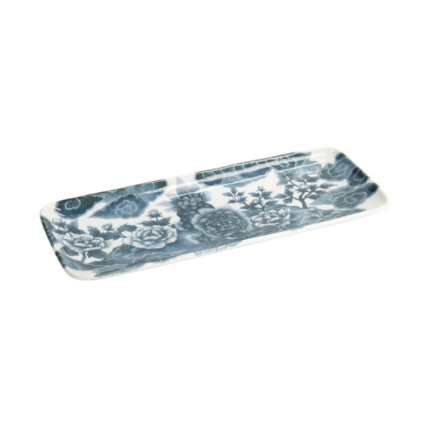 Serving Platter Japonism Lion Grey, White, Porcelain, 28.5 × 14 × 2.5 cm, Item No. 18749