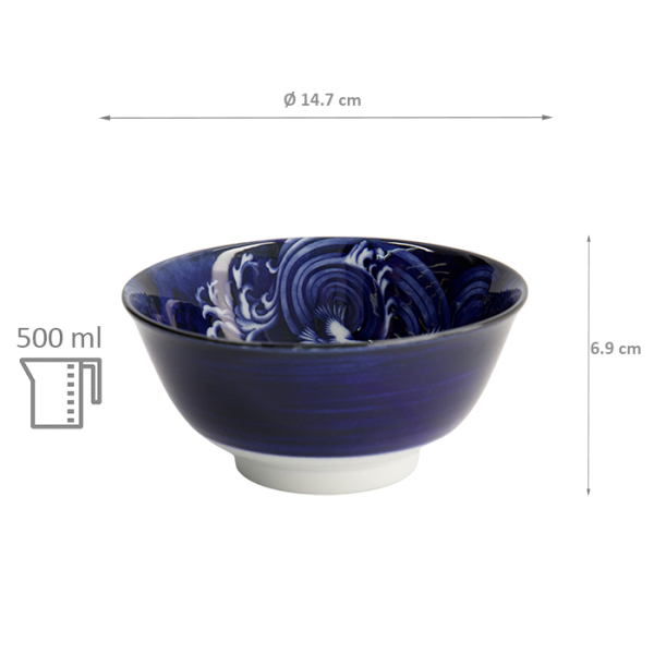 TDS, Japonism Bowl, Crane, Blue, Ø 15 x 7 cm - Item No: 18758