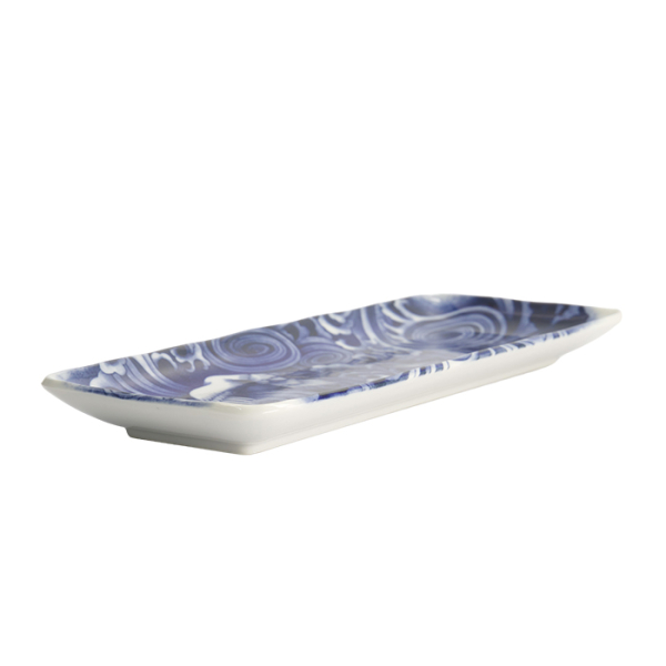 TDS, Plate, Japonism, Crane, Blue,  28.5x14x2.5cm - Item No: 18768