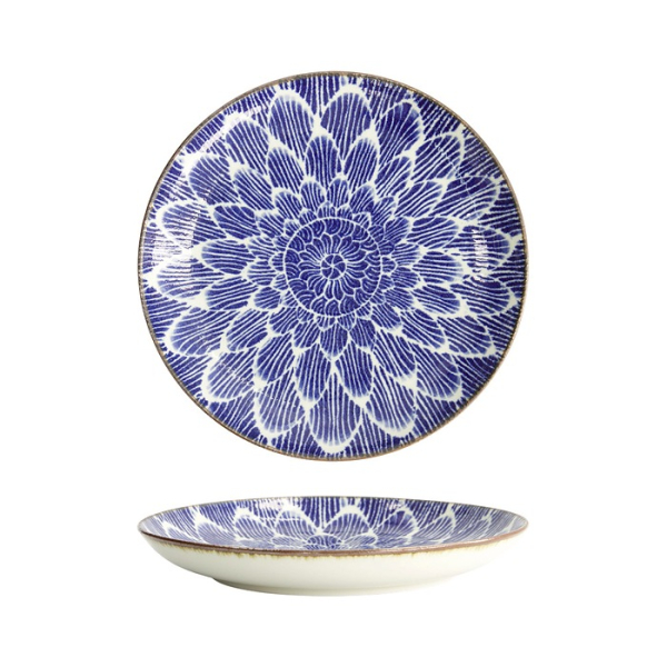 Plate Ohuke Dahlia Blue, White, Porcelain, &Oslash; 21.5 cm