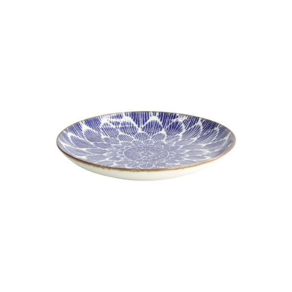 Plate Ohuke Dahlia Blue, White, Porcelain, Ø 21.5 cm, Item No. 18888