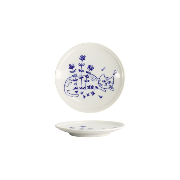 Teller Neko Maruke Blau/Wei&szlig;, Porzellan, &Oslash; 14,3 cm