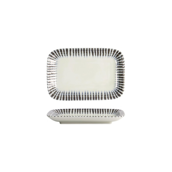 Sushi Plate Shin Tokusa Blue, White, Porcelain, 16.7 &times; 11.1 &times; 2.2 cm