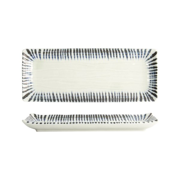 Sushi Plate Shin Tokusa Blue, White, Porcelain, 27.7 &times; 11.1 &times; 2.8 cm