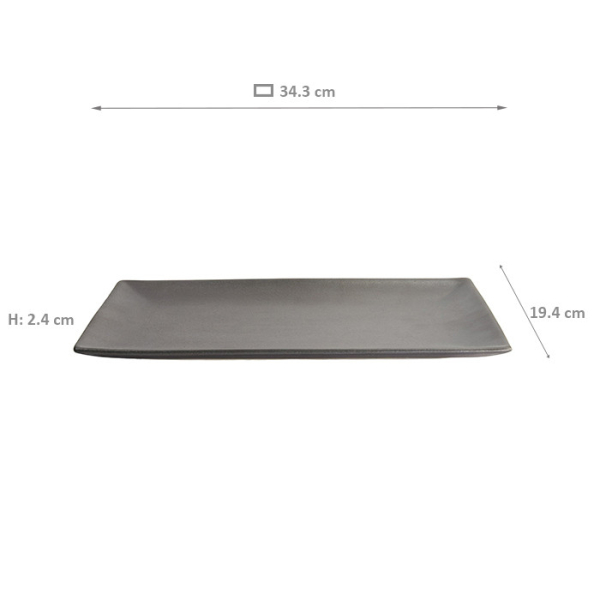 TDS, Rectangular Plate, Yuzu Black, 34.3x19.4x2.4cm, Item No. 20389