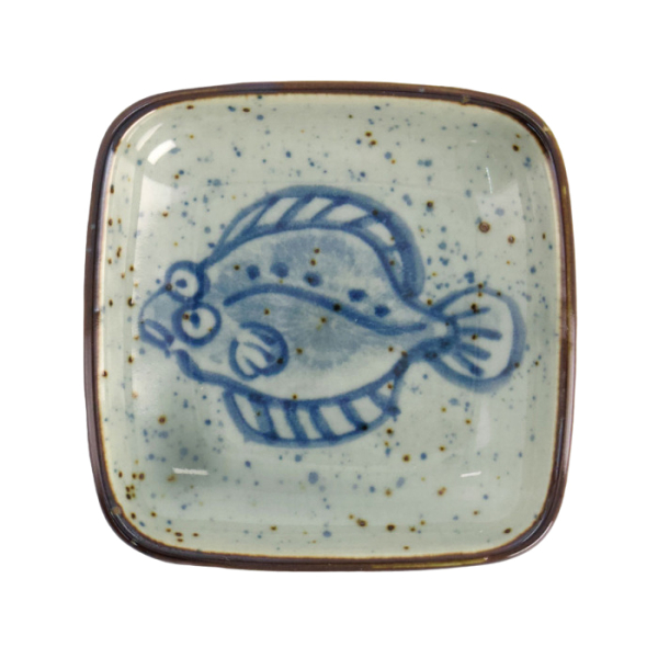 TDS, Soy Sauce Bowl, Flounder, Blue, 9 x 1.6 cm - Item No. 20611