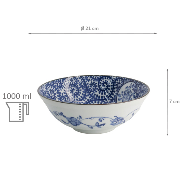 TDS, Ramen Bowl, Mixed Bowls, Karakusa, Ø 21 x 7 cm 1000 ml  - Item No. 20867