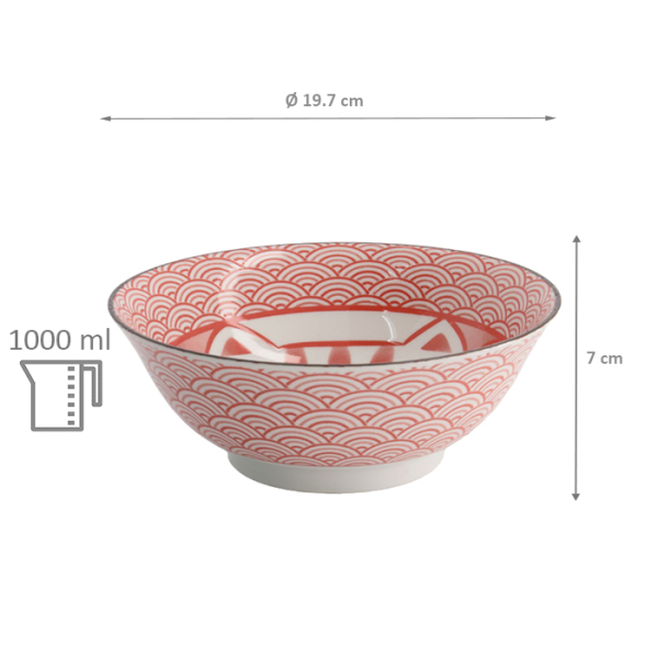 TDS, Ramen-Schale, Kawaii Lucky Cat, Rot, Ø 19.7x7cm 1000ml - Art Nr: 20953