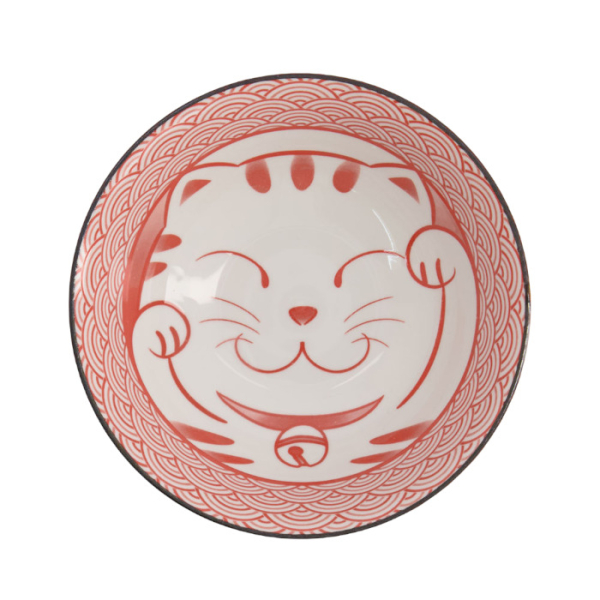 TDS, Ramen-Schale, Kawaii Lucky Cat, Rot, Ø 19.7x7cm 1000ml - Art Nr: 20953