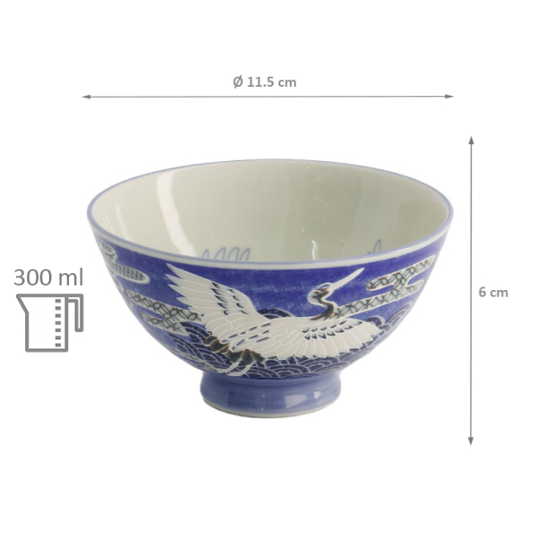 TDS, Reis-Schale, Kawaii Crane, Blau, Ø11.5x6 cm, 300ml - Art Nr: 20978